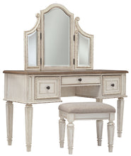 Load image into Gallery viewer, Realyn - Vanity/Mirror/Stool (Set of 3) - White / Brown / Beige