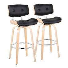 Load image into Gallery viewer, Lombardi - Mid Century Modern Fixed Height Barstool With Swivel With Round Footrest (Set of 2)