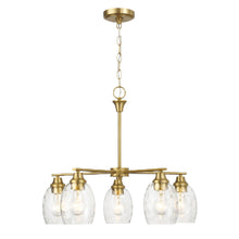 Load image into Gallery viewer, 5 Lights Linear Arms With Chain Chandelier - Clear / Gold