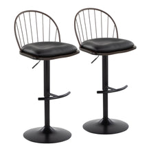 Load image into Gallery viewer, Riley - Farmhouse Adjustable Height Barstool With Swivel With Rounded T Footrest (Set of 2)
