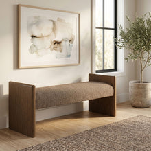 Load image into Gallery viewer, Hickory - Fabric Upholstered Bench - Brown Frame