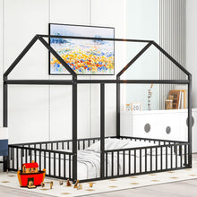 Load image into Gallery viewer, Metal Bed House Bed Frame With Fence