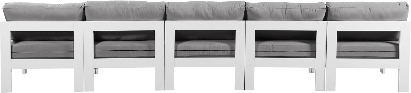 Nizuc - Outdoor Patio 5 Seat Modular Armless Sofa With White Frame