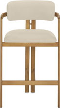 Load image into Gallery viewer, Aurum - Vegan Leather Upholstered Counter Stool With Brushed Brass Base