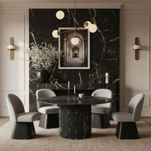 Load image into Gallery viewer, Marlowe - Linen Textured Fabric Upholstered Swivel Dining Side Chair - Stained Black
