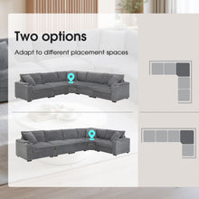 Load image into Gallery viewer, Convertible L Shaped Sectional Corner Couch With Armrest Storage Cup Holders USB Charger, Irregular Corner Oversized Comfy Modular Sofa