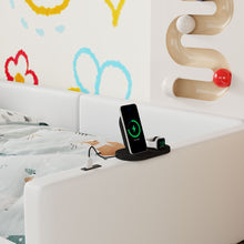 Load image into Gallery viewer, Platform Bed With Guardrail And Charging Station