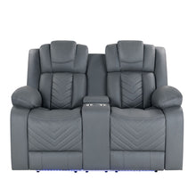 Load image into Gallery viewer, Raize - 10 Power Console Reclining Loveseat With LED - Gray