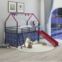 Load image into Gallery viewer, Jack - House Loft Bed With Slide And Curtain Set