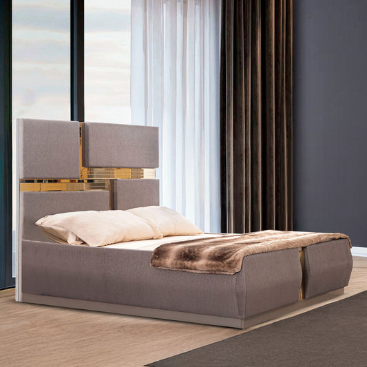 Lorenzo - King Size Tufted Upholstered Bed - Gray - Ego Home Furniture