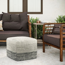 Load image into Gallery viewer, Macie - Square Woven Outdoor / Indoor Pouf - Gray / White