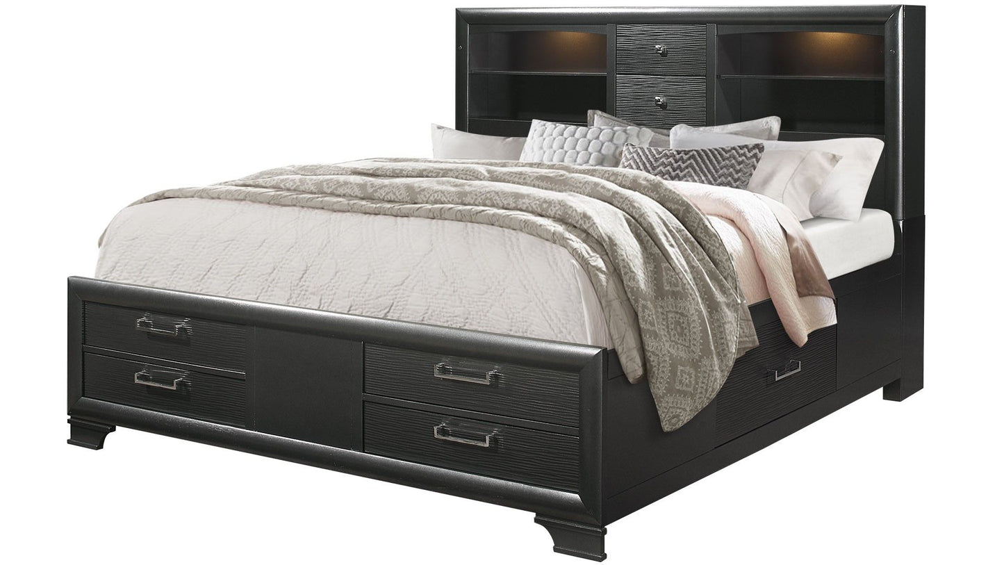 Jordyn - King Bed Headboard With Storage - Gray