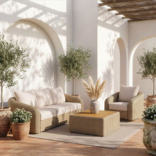 Load image into Gallery viewer, Seacrest - Olefin Water Resistant Fabric And Wicker 3 Piece Outdoor Patio Modular Sofa