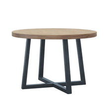 Load image into Gallery viewer, Round Dining Table With Wire Brushed Mindi Top And Mahogany Base - Wheat