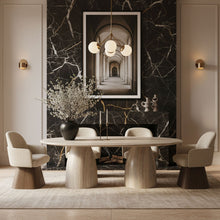 Load image into Gallery viewer, Marlowe - Linen Textured Fabric Upholstered Swivel Dining Arm Chair - Stained Brown