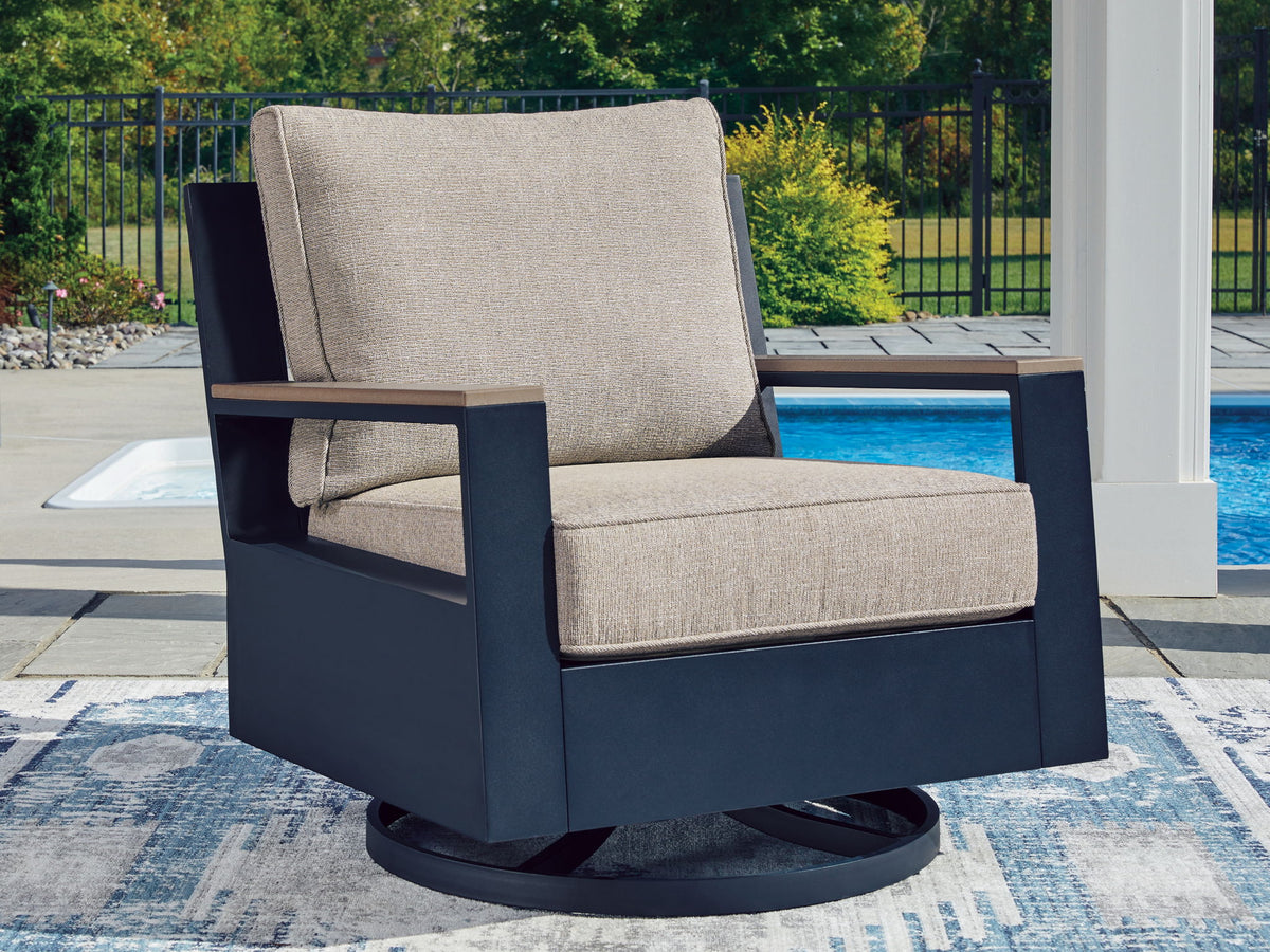 East Beach - Swivel Glider Chair With Cushion - Blue