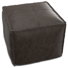 Load image into Gallery viewer, Sheffield - Square Pouf - Distressed Dark Brown