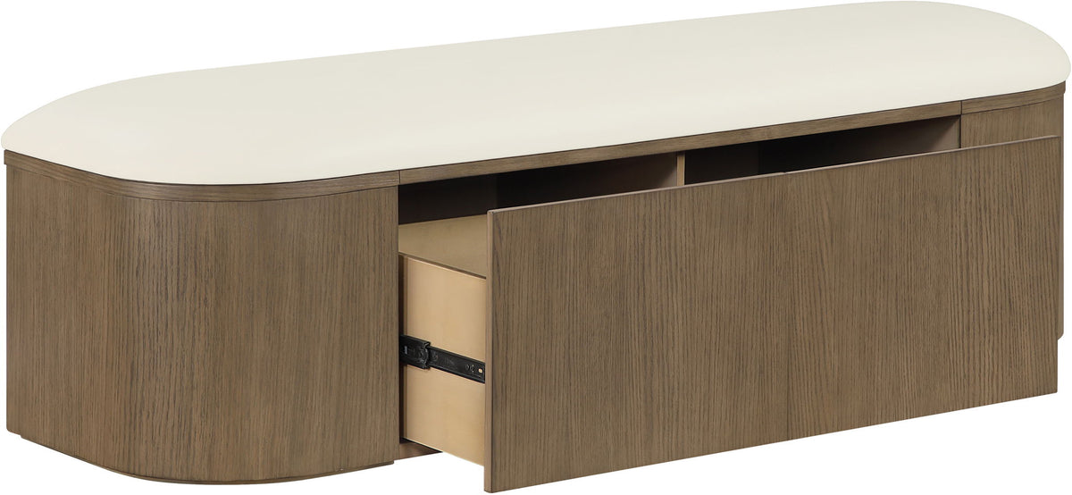 Velden - Upholstered Storage Bench With Stained Brown Base