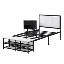 Load image into Gallery viewer, Platform Bed With 2 Tier Storage Shelves, Storage Cabinet