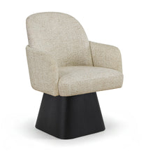 Load image into Gallery viewer, Marlowe - Linen Textured Fabric Upholstered Swivel Dining Arm Chair - Stained Black
