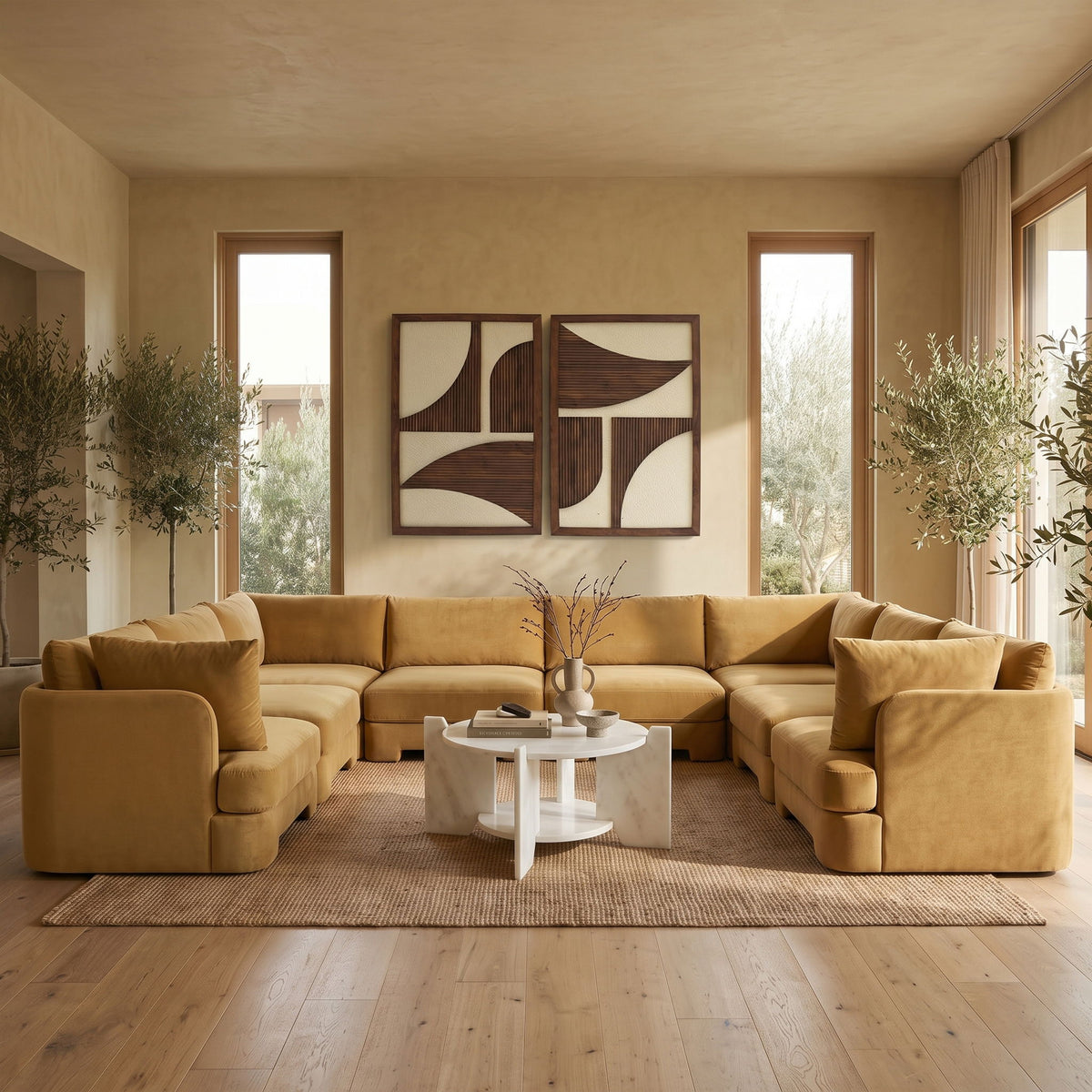 Hammond - Velvet Performance Fabric Upholstered 8 Piece U-Shaped Sectional