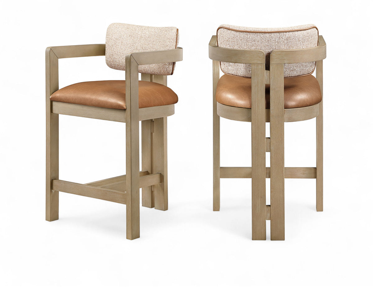 Ravina - Upholstered Counter Stool With Stained Natural Base