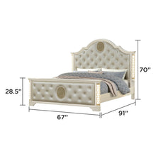 Load image into Gallery viewer, Jasmine - Queen Size Tufted Upholstery & LED Bed - Beige