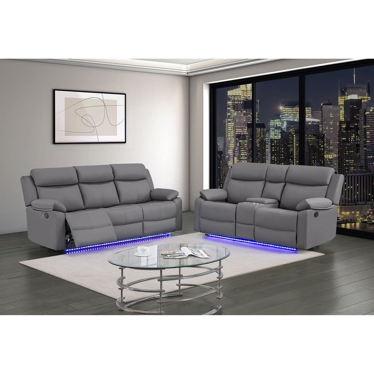Blanche - Console Reclining Loveseat With LED Lights And Speakers