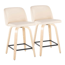 Load image into Gallery viewer, Toriano - Contemporary Modern Design Fixed Height Counter Stool With Swivel With Square Footrest (Set of 2)