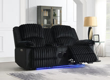 Load image into Gallery viewer, U161 - Corduroy Power LED Reclining Sofa - Black