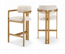 Load image into Gallery viewer, Aurum - Linen Textured Fabric Upholstered Counter Stool