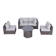 Load image into Gallery viewer, Wicker Outdoor Lounge Set With Cushions And Fire Pit