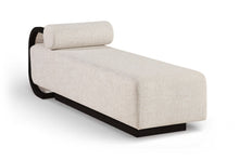 Load image into Gallery viewer, Zephyr - Linen Textured Fabric Upholstered Chaise - Painted Black Base