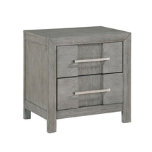 Load image into Gallery viewer, Modern 2 Drawer Nightstand In Gray Finish With Silver Metal Handles, Contemporary Bedside Table With Smooth Glide Drawers