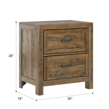 Load image into Gallery viewer, Rustic 2 Drawer Nightstand - Brown - Wood