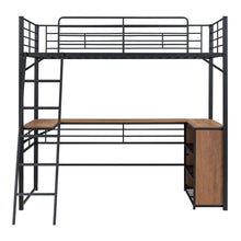 Load image into Gallery viewer, Loft Bed & 3 Layers Of Shelves And L-Shaped Desk