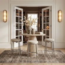 Load image into Gallery viewer, Ferro - Performance Fabric Upholstered Backless Bar Stool - Antique Silver