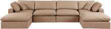 Load image into Gallery viewer, Comfy - 6 Piece Faux Leather Modular Double Chaise Sectional - Tan