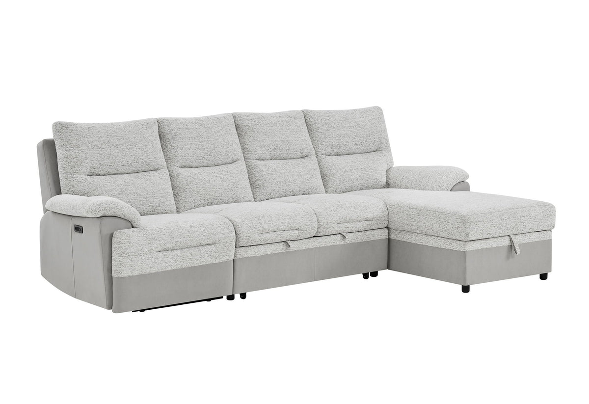 U3822 - Left Facing Power Recliner With USB - Light Gray