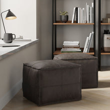 Load image into Gallery viewer, Sheffield - Square Pouf - Distressed Dark Brown