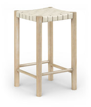 Load image into Gallery viewer, Entwine - Vegan Leather Upholstered Backless Counter Stool - Painted Natural