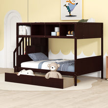 Load image into Gallery viewer, Bunk Bed With Shelfs, Storage Staircase And 2 Drawers