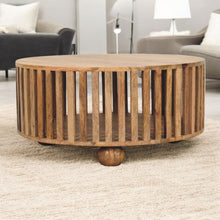 Load image into Gallery viewer, Slatted Round Coffee Table - Beige