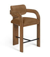 Load image into Gallery viewer, Cedra - Velvet Performance Fabric Upholstered Counter Stool - Brown Frame