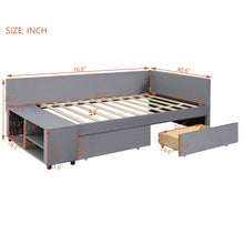 Load image into Gallery viewer, L Shaped Upholstered Platform Bed With Storage And Drawers
