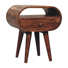 Load image into Gallery viewer, Circular Bedside Table With Open Slot - Caramel