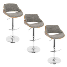 Load image into Gallery viewer, Fabrizzi - Mid Century Modern Adjustable Barstool With Swivel With Rounded T Footrest (Set of 3)