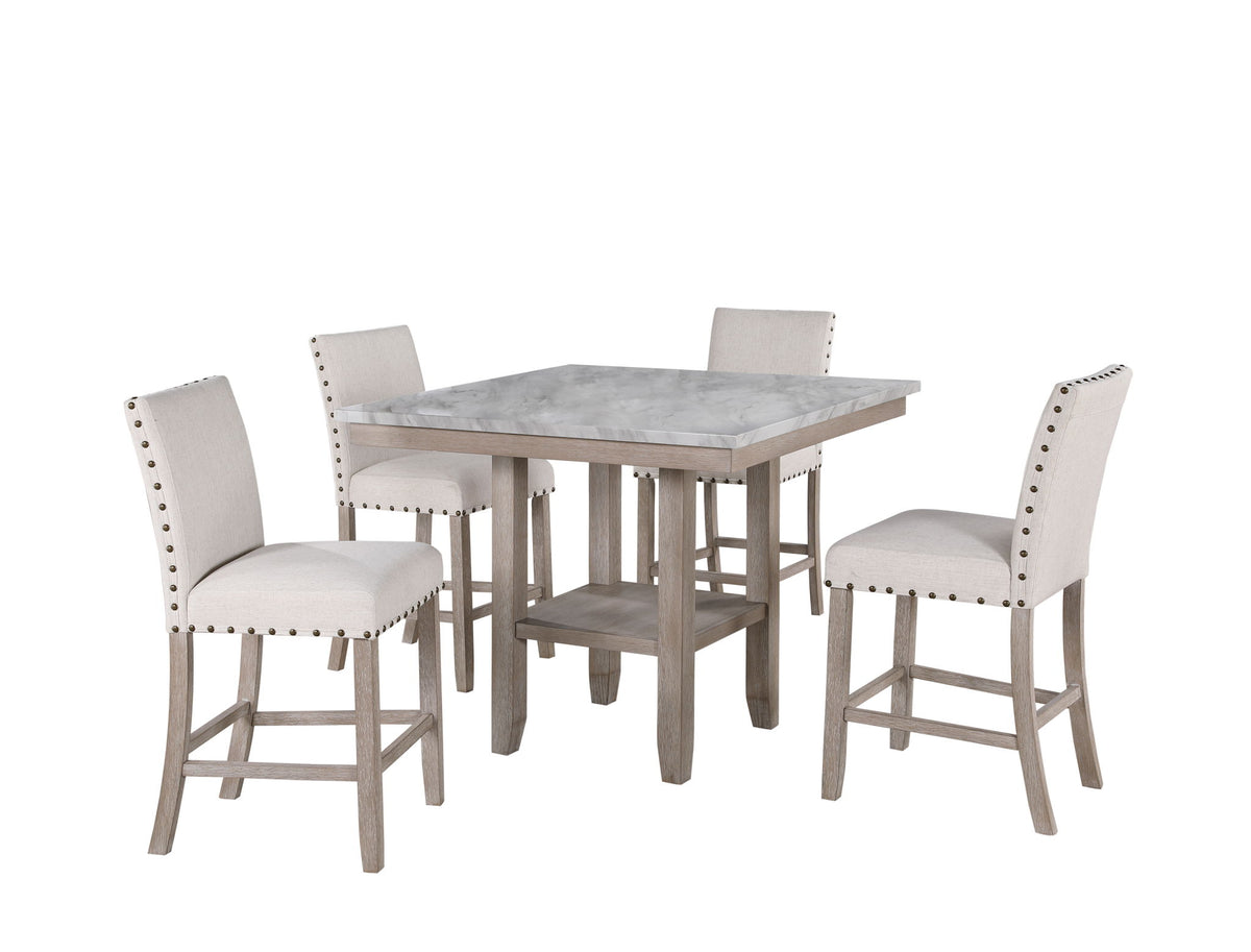 D4010 - 7 Piece Dining Room Set (Bar Table And 6 Bar Stools) - Natural / White