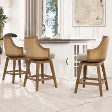Load image into Gallery viewer, Bahama - Cane High Back Swivel Counter Stool With Recessed Arms Textured Weave - Taupe Beige