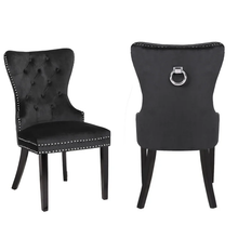 Load image into Gallery viewer, Galaxy Home Erica Wood Legs Dining Chair (Set of 2) in Black image